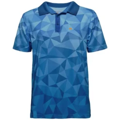 FORSBERG Funktions-Poloshirt blauer Allover-Polygonprint Verlauf